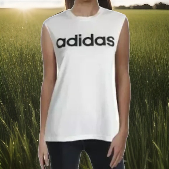 adidas Tops - Adidas Tank Top Women L Dash Workout Muscle Shirt Graphic Essential Tee NWT